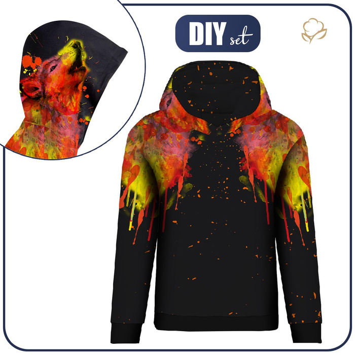 CLASSIC WOMEN’S HOODIE (POLA) - WOLF PAT. 2 - sewing set XS