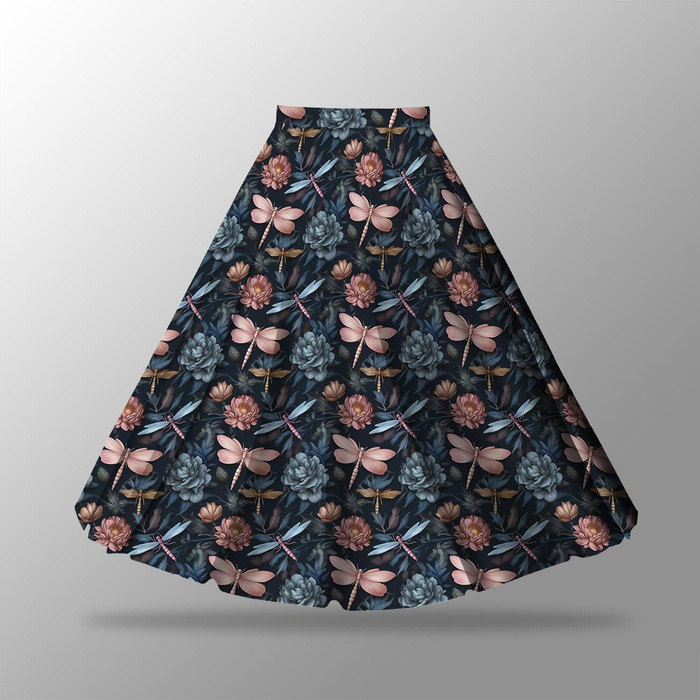 Maxirock Panel - krepp/ Butterfly flowers wz.3 