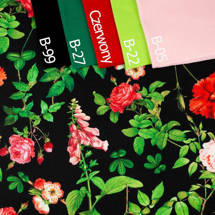 ROSES AND LEAVES (PARADISE GARDEN)  - single jersey 