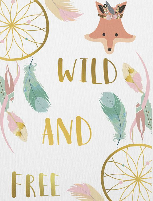 FOX AND DREAMCATCHERS (WILD & FREE) - SINGLE JERSEY PANEL 