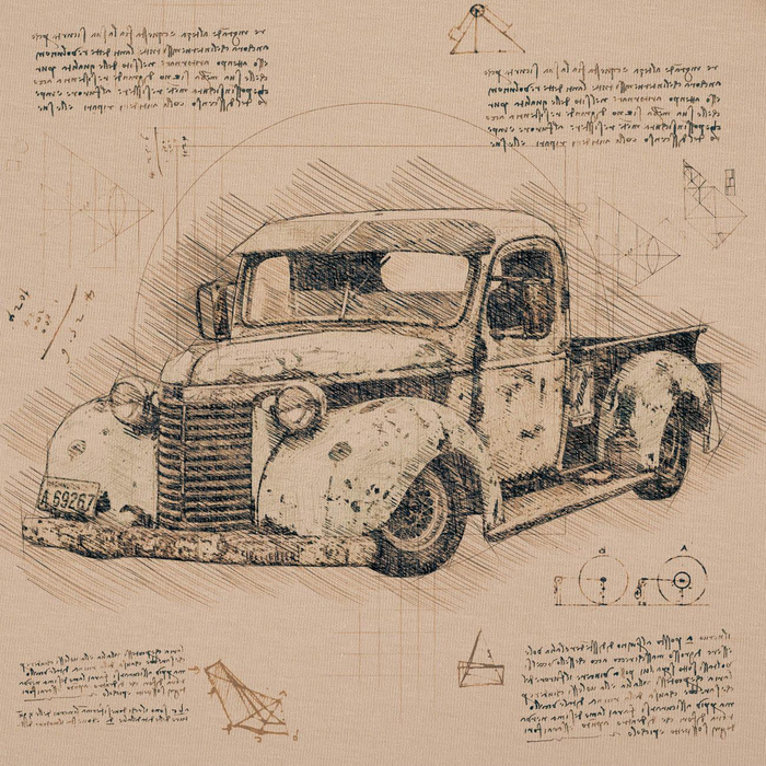 AUTO RETRO WZ. 2 / beżowy - panel (75cm x 80cm)