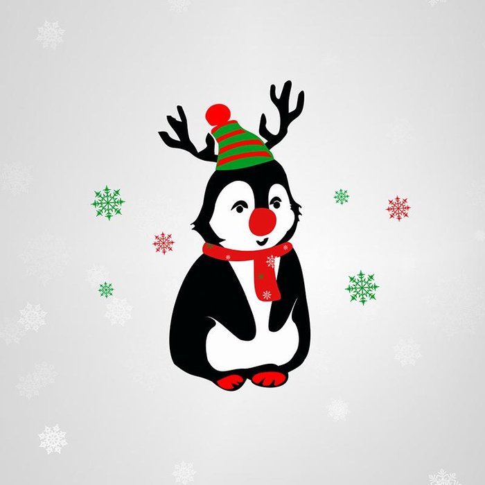 PENGUIN REINDEER / red - panel looped knit 