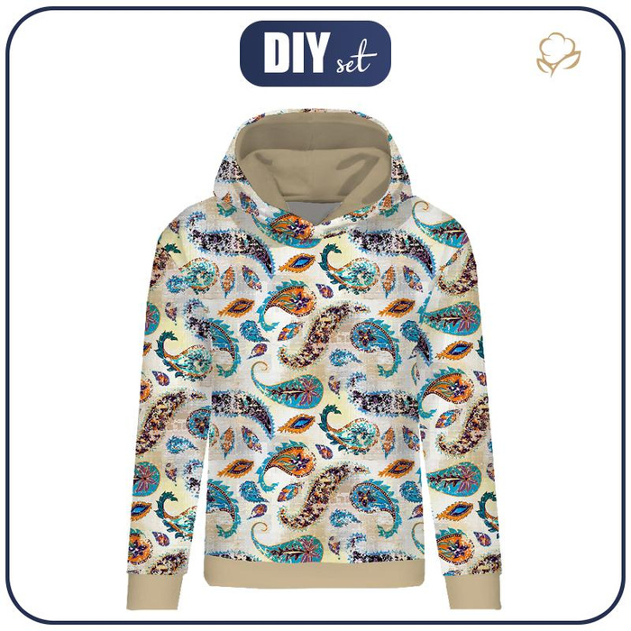 DÁMSKA MIKINA (POLA) CLASSIC S KAPUCÍ  - BOHO PAISLEY - teplákovina