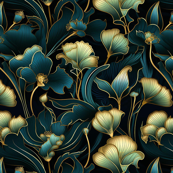 AUTUMN FLOWERS WZ.10- Welur tapicerski