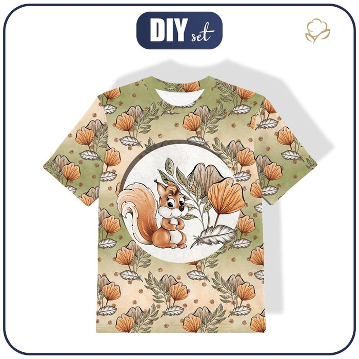 KINDER T-SHIRT- HERBSTBLÄTTER (HERBST IM WALD) - Single Jersey (128/134)