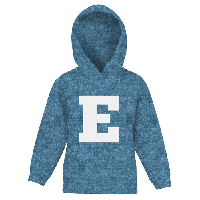 DZIECIĘCA BLUZA Z KAPTUREM (ALEX) - "E" / acid wash atlantic blue - dzianina pętelkowa (110/116)