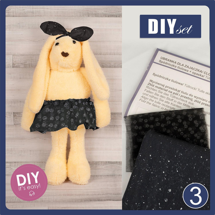 SKIRT + ARMBAND FOR BUNNY - DOTS - sewing set