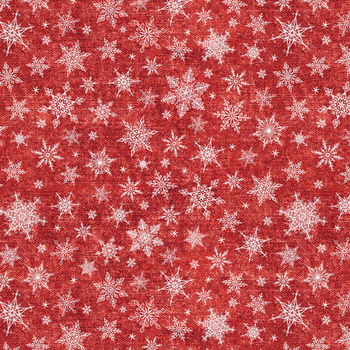 SNOWFLAKES PAT. 2 / ACID WASH RED - Woven Fabric for tablecloths