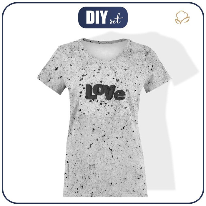DAMEN T-SHIRT - LOVE / beton - Single Jersey XXXL