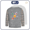 LONGSLEEVE - SLUNEČNÍ SOUSTAVA (CESTA DO VESMÍRU) / ACID WASH šedý - single jersey