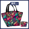 XL bag with in-bag pouch 2 in 1 - COLORFUL FEATHERS - sewing set