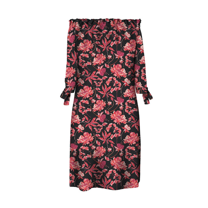 DRESS "CARMEN" - RED FLOWERS pat. 3 - sewing set