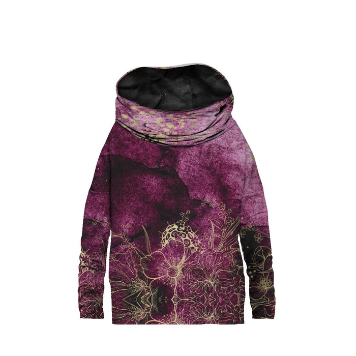SNOOD SWEATSHIRT (FURIA) - FLOWERS / golden contour - looped knit fabric ITY - S