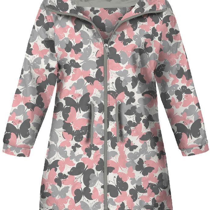 KIDS PARKA (ARIEL) - BUTTERFLIES / pink - softshell (98/104)