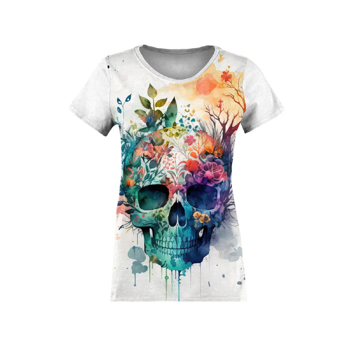 DAMEN T-SHIRT - WATERCOLOR SKULL - Nähset L