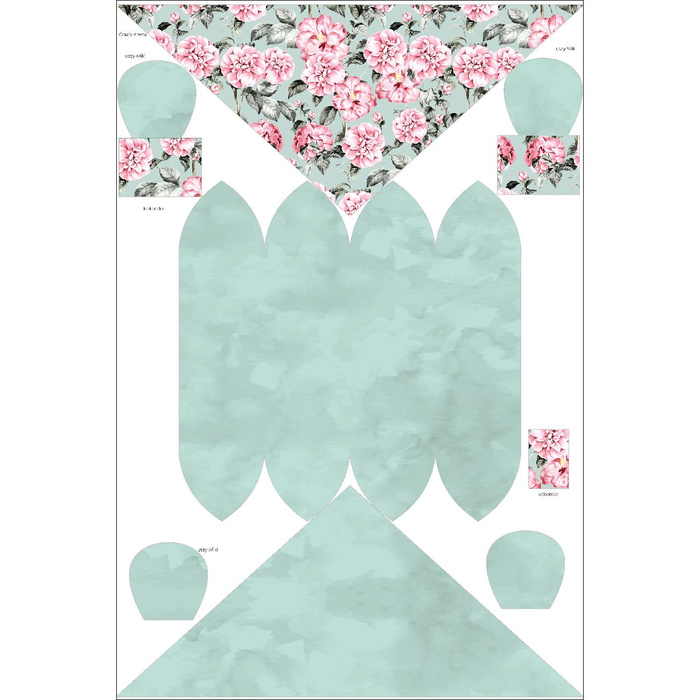 KID'S CAP AND SCARF (MOUSE) - PINK PEONIES pat. 1 51-54