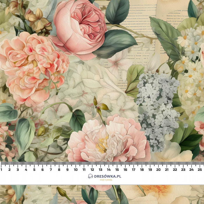 VINTAGE FLOWERS WZ. 14 - viscose woven fabric