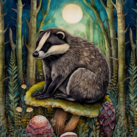 BOHO BADGER - panel (75cm x 80cm) SINGLE JERSEY