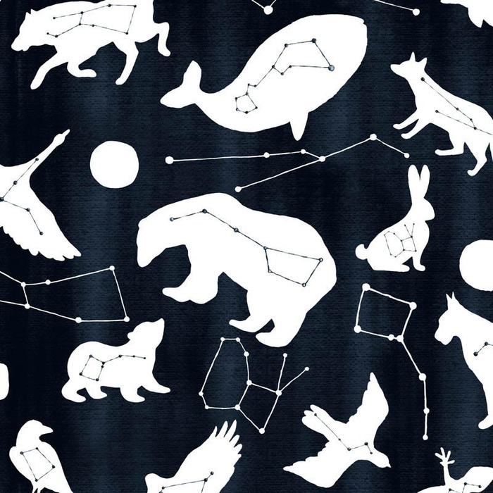 ZVÍŘATA MIX  (GALAKTICKÁ ZVÍŘATA) / navy- Potahový velur 
