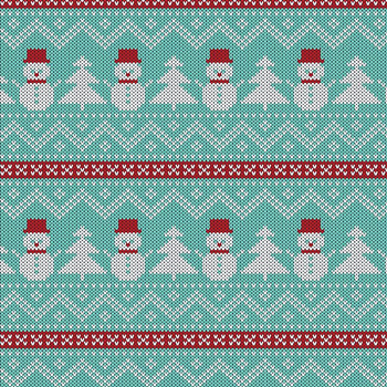 SNOWMEN WITH CHRISTMAS TREES / mint