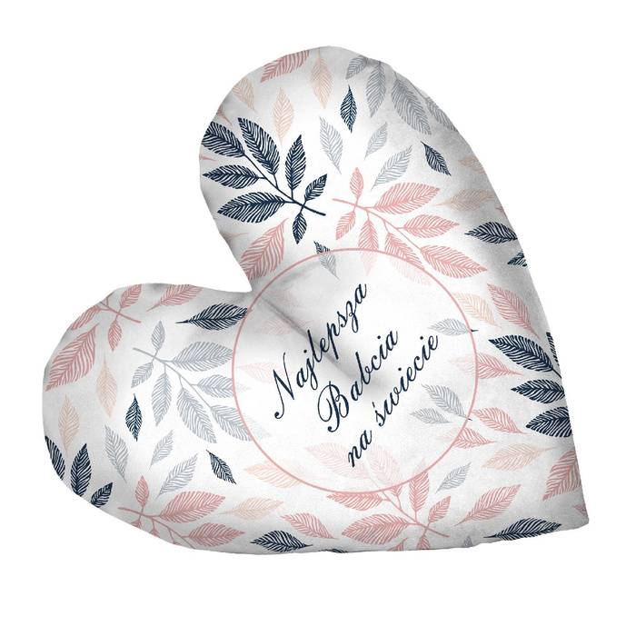 DECORATIVE PILLOW HEART - NAJLEPSZA BABCIA NA ŚWIECIE / PASTEL LEAVES