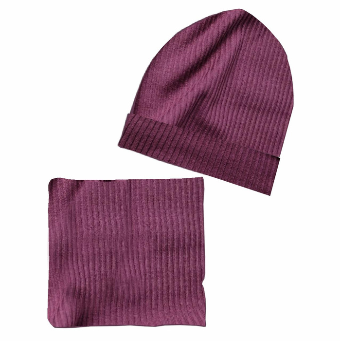 Czapka i komin TUBA - Burgundy (RIB Jersey) - DIY Set