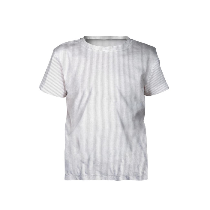 Zestaw DIY – T-shirt dziecięcy z bawełnianej dzianiny RIB JERSEY - BIAŁY (116/122)