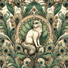ART NOUVEAU CATS & FLOWERS PAT. 1 - panel (75cm x 80cm) looped knit