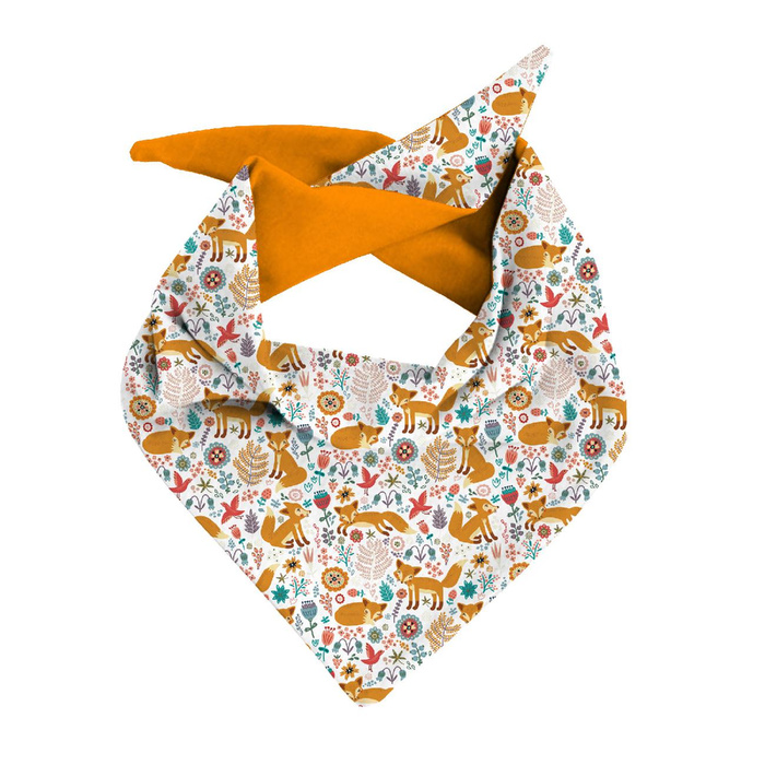 KID'S CAP AND SCARF (MOUSE) - FOXES IN THE FORREST / white 55-58