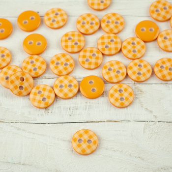 Kunststoffknopf mit Karomuster klein - lachs