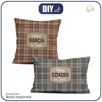 PODUSZKI DEKORACYJNE - Najlepsza Babcia/ Najlepszy Dziadek na Świecie/ krata retro