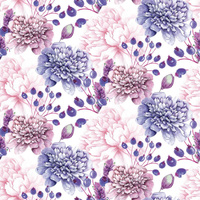 PURPLE PEONIES (IN THE MEADOW) - Cotton woven fabric