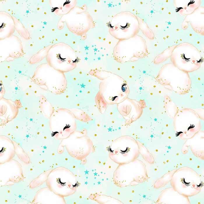 BUNNIES PAT. 5 (CUTE BUNNIES) - single jersey with elastane 