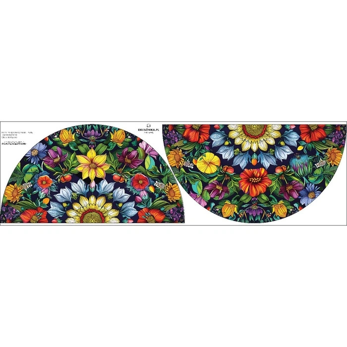 Circle skirt panel - COLORFUL FLOWERS wz. 3