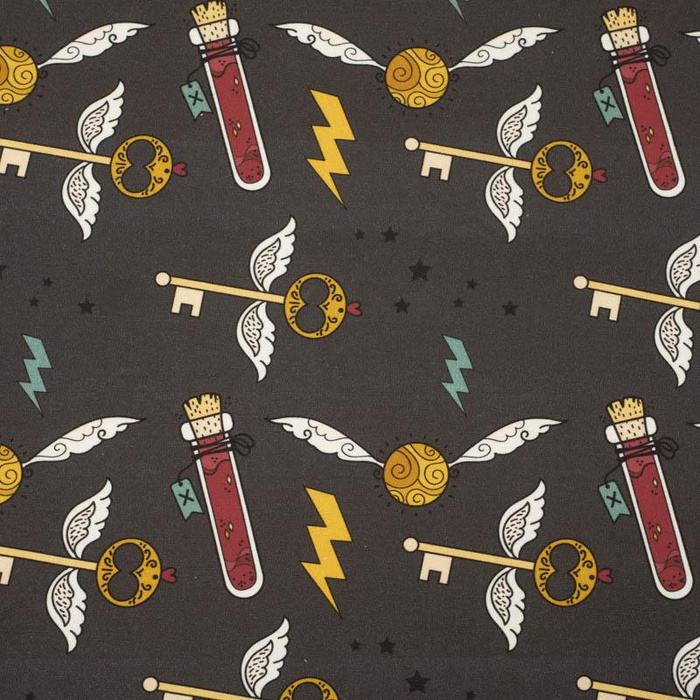 MAGIC MIX PAT. 5 (MAGIC SCHOOL) / graphite - Cotton woven fabric