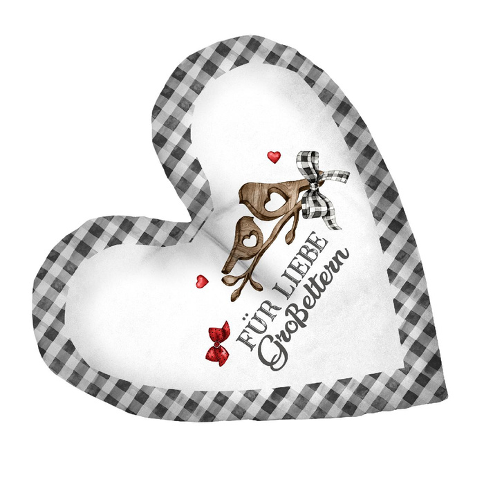 PODUSZKA DEKORACYJNA SERCE - Für liebe Großeltern / MINI KRATA VICHY