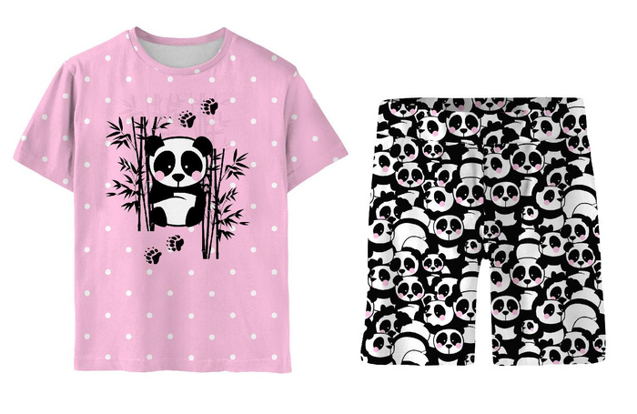 KINDERPYJAMA "ADA" - PANDA / rosa - Bambus-Single Jersey mit Elastan (146/152)