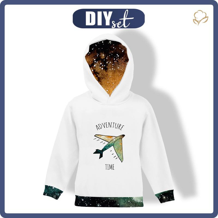 DĚTSKÁ MIKINA S KAPUCÍ  (ALEX) - ADVENTURE TIME / galaktická cesta - teplákovina 110