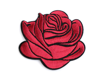 Aufbügler gestickt Rosenblüte - dunkelrot