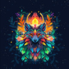 ANIMALS MANDALA wz.4 - panel (60cm x 50cm) Wasserabweisende Webware