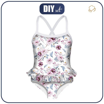 Girl's swimsuit - WATERCOLOR BOUQUET Pat. 2 - 98-104