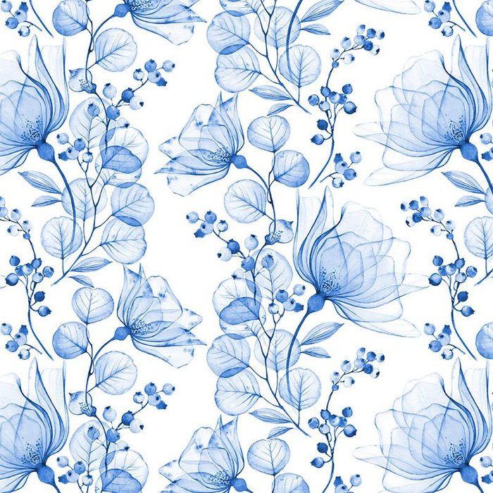 BLUMEN Ms. 4 (classic blue) - Baumwoll Musselin