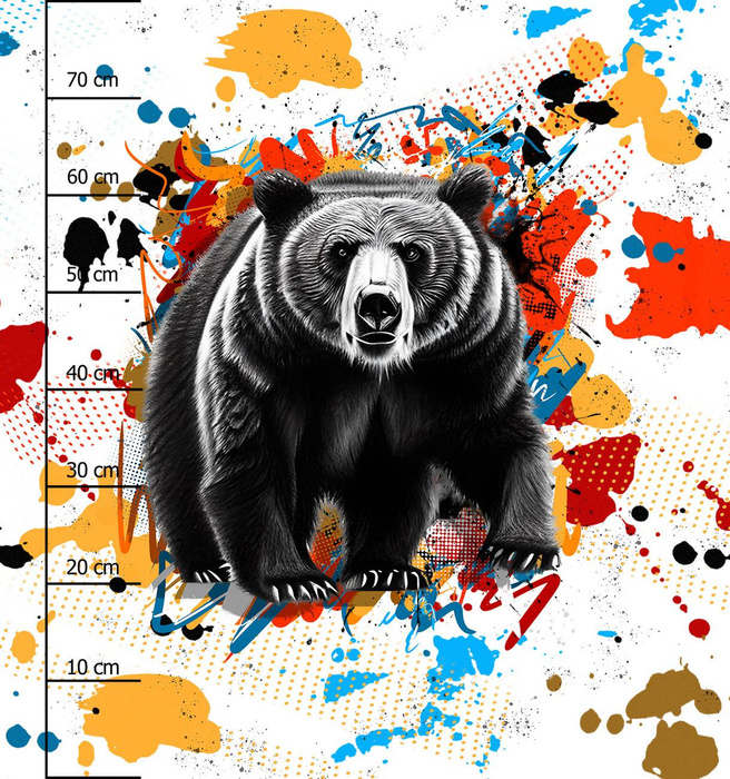 BEAR / SPECKS - panel (75cm x 80cm) Cotton woven fabric