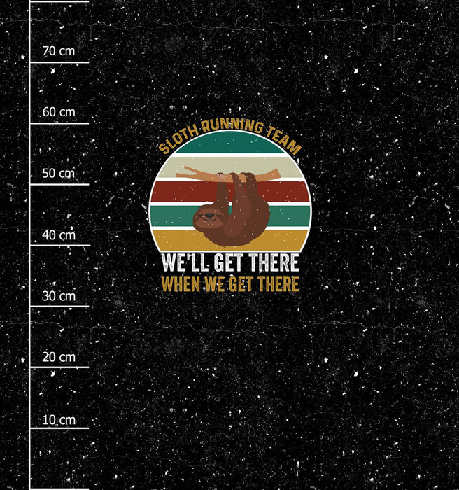 SLOTH RUNNING TEAM / black -  PANEL (75cm x 80cm) SINGLE JERSEY ITY