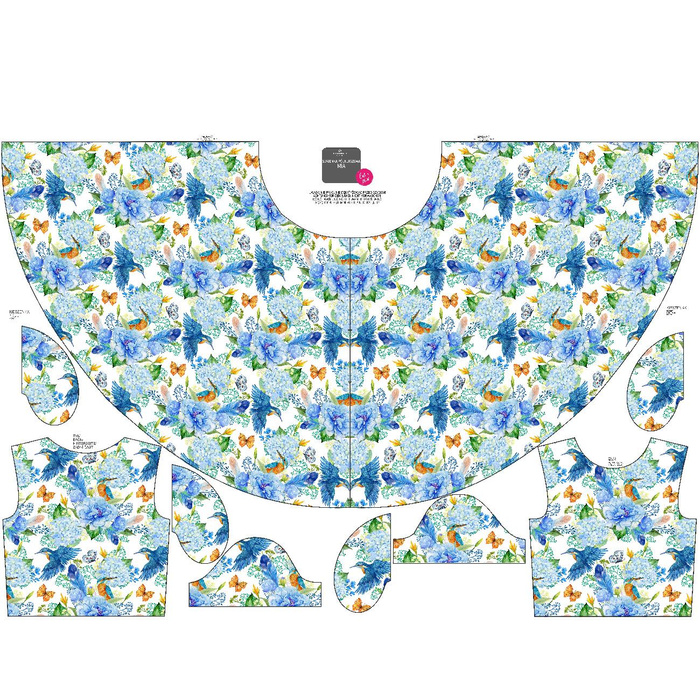 Dětské šaty "MIA" - LEDŇÁČEK A ŠEŘÍKY (LEDŇÁČEK NA LOUCE) / bílý - šicí souprava (122-128)