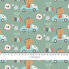 DINO CAR pat. 2 - Cotton woven fabric