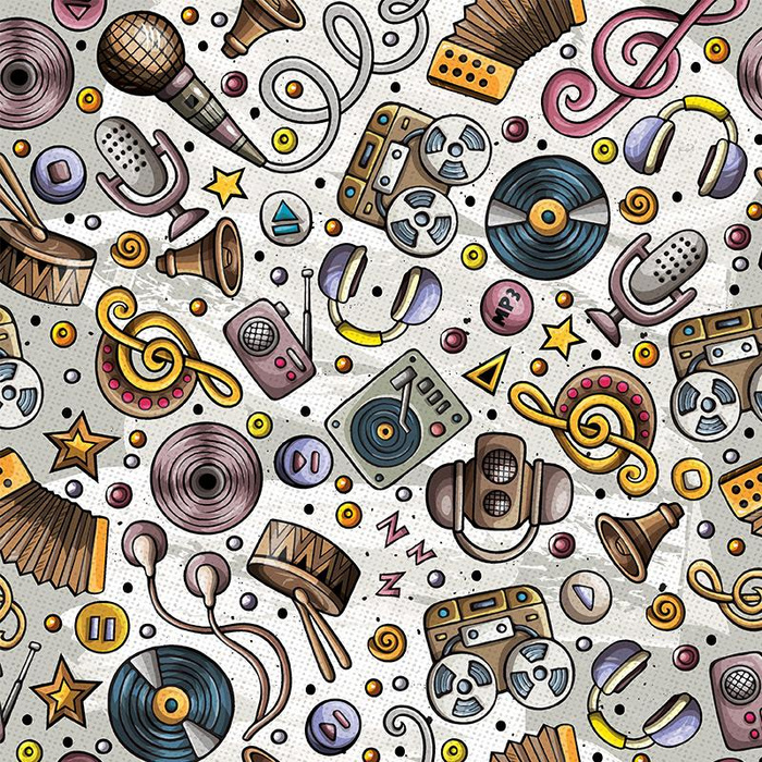 DJ (HOBBIES AND JOBS) / white -  Cotton woven fabric