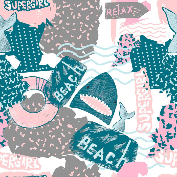 GRAFFITI REKINY / biały - tkanina bawełniana