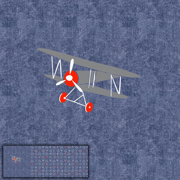 DWUPŁATOWIEC (SAMOLOTY) / ACID WASH GRANATOWY - PANEL PANORAMICZNY (60 x 155cm)