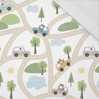 100CM KOLOROWE AUTKA / ulice (MIEJSKIE MISIE) - single jersey z elastanem